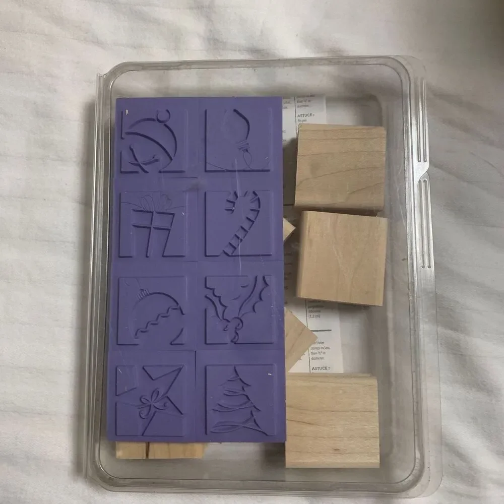 Stampin Up Holiday Blocks Retired Stamp Set Rubber Unmounted Christmas Brand New